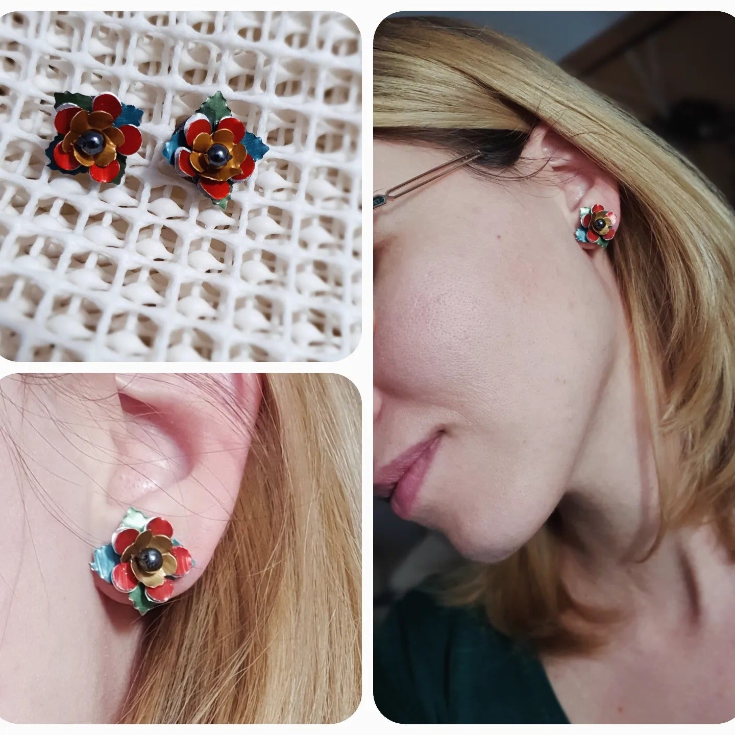 ** Cercei Floare platou din inox inoxidabil si capsule de cafea by Pravalia Creativa